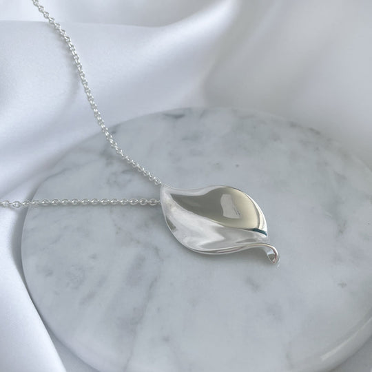 Sterling Silver Helena Large Petal Pendant Necklace