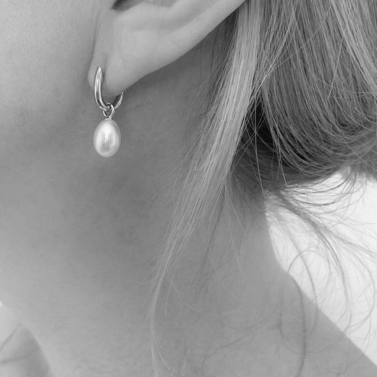 Maria Pearl Huggie Drop Earrings