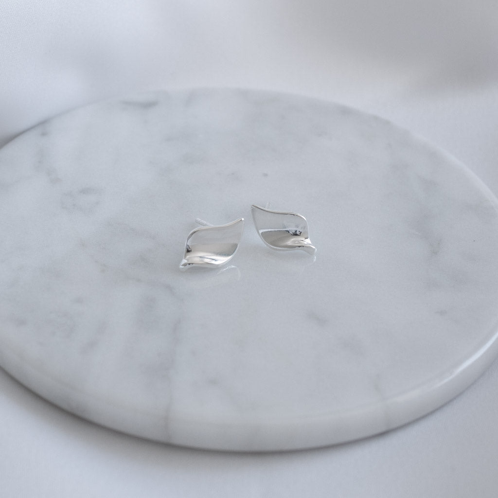 Sterling Silver Helena Small Petal Stud Earrings