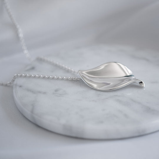 Sterling Silver Helena Large Petal Pendant Necklace