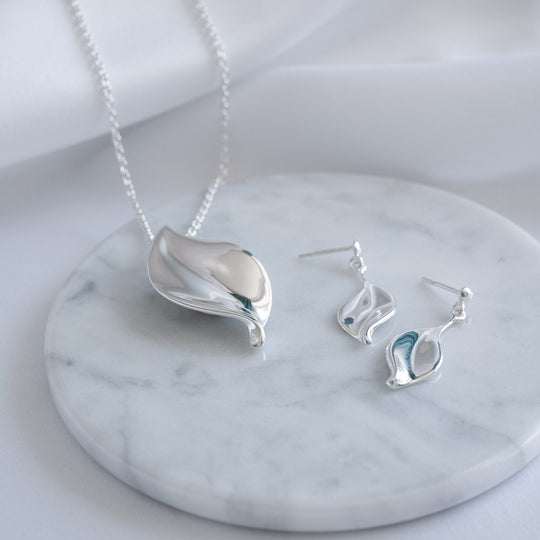 Sterling Silver Helena Large Petal Pendant Necklace