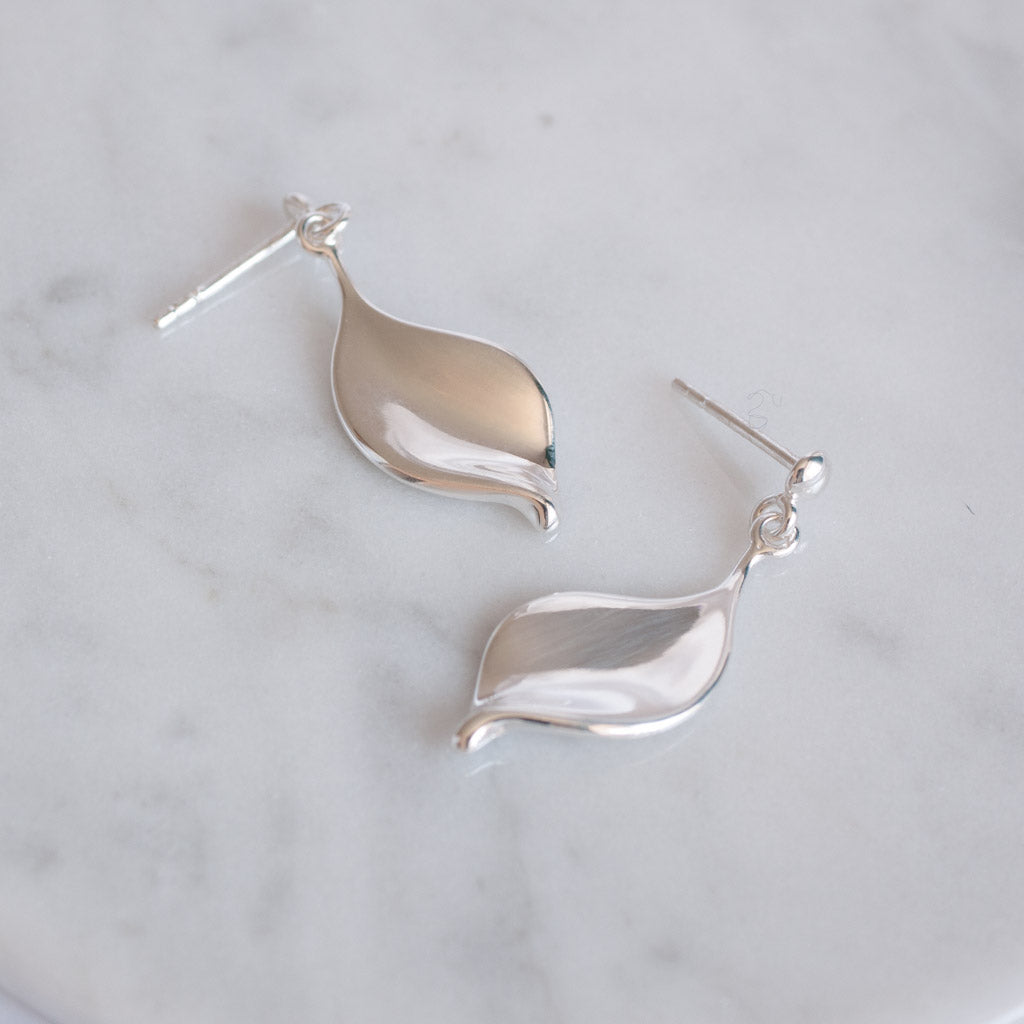 Sterling Silver Helena Large Petal Drop Earrings