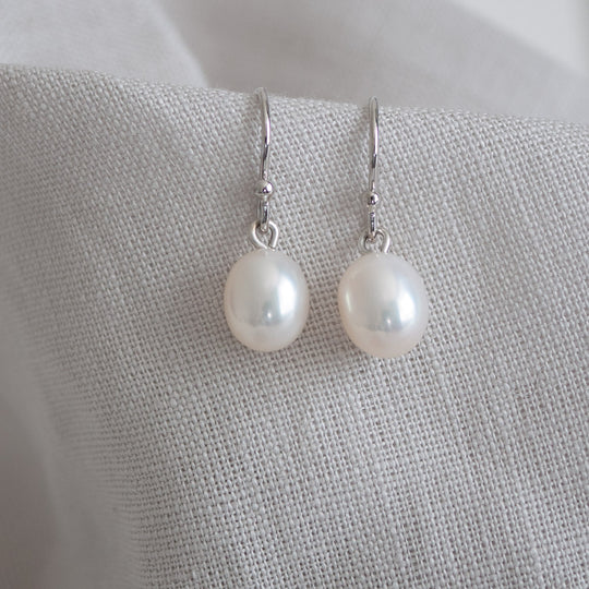 Maya Drop Pearl Earrings Sterling Silver