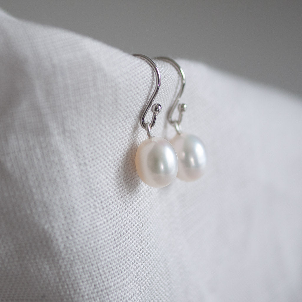 Maya Drop Pearl Earrings Sterling Silver
