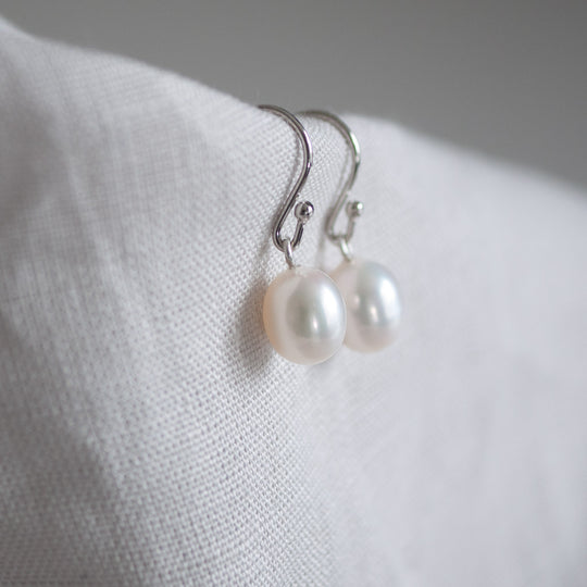 Maya Drop Pearl Earrings Sterling Silver
