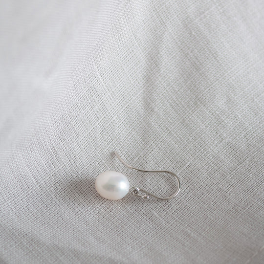 Maya Drop Pearl Earrings Sterling Silver