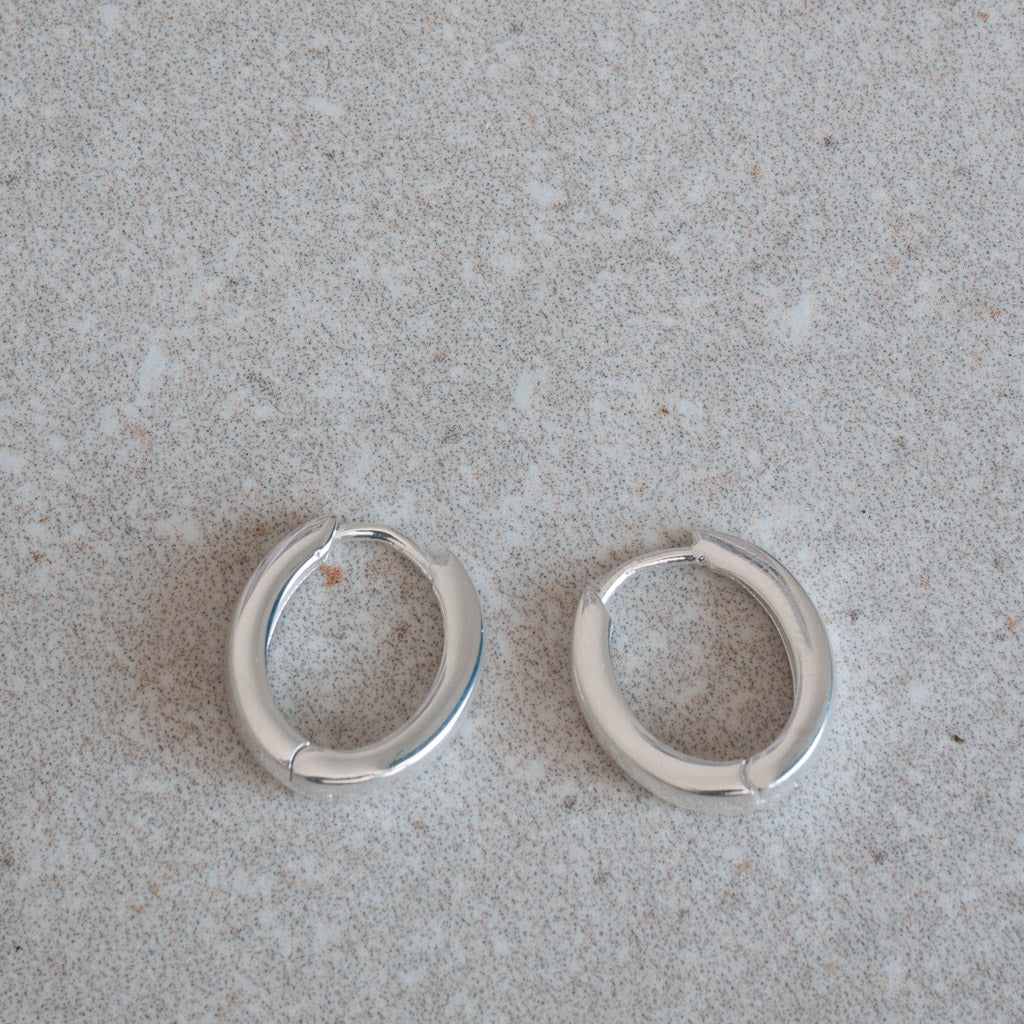 Leigh Tapered Sterling Silver 14mm Huge Hoop Earrings