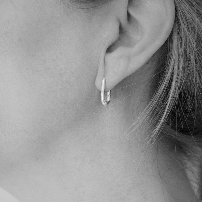 Emily Rectangular Sterling Silver Huggie Earrings