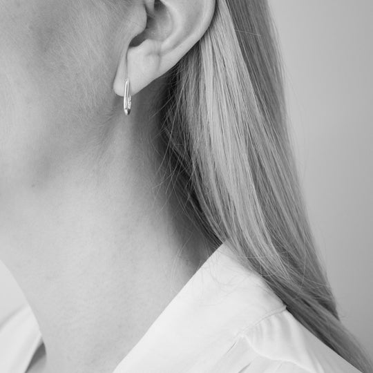 Emily Rectangular Sterling Silver Huggie Earrings