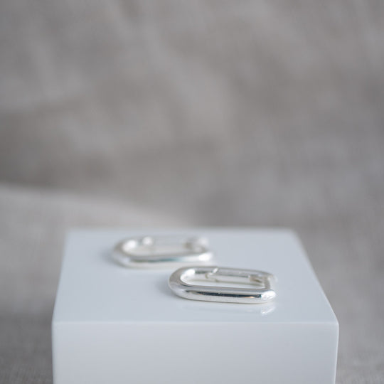 Emily Rectangular Sterling Silver Huggie Earrings