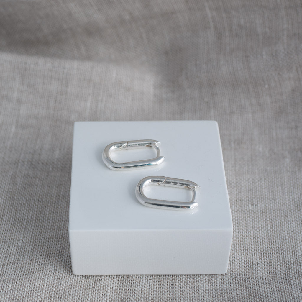 Emily Rectangular Sterling Silver Huggie Earrings