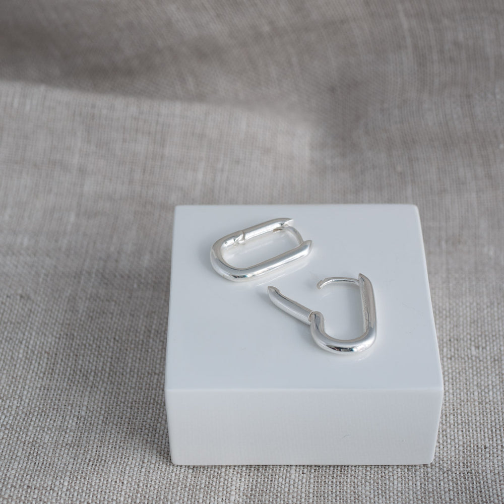 Emily Rectangular Sterling Silver Huggie Earrings