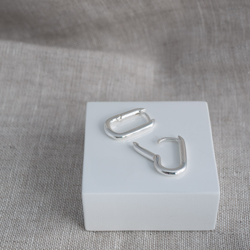 Emily Rectangular Sterling Silver Huggie Earrings