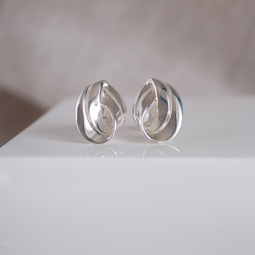 Helene Twisted Circle Stud Earrings