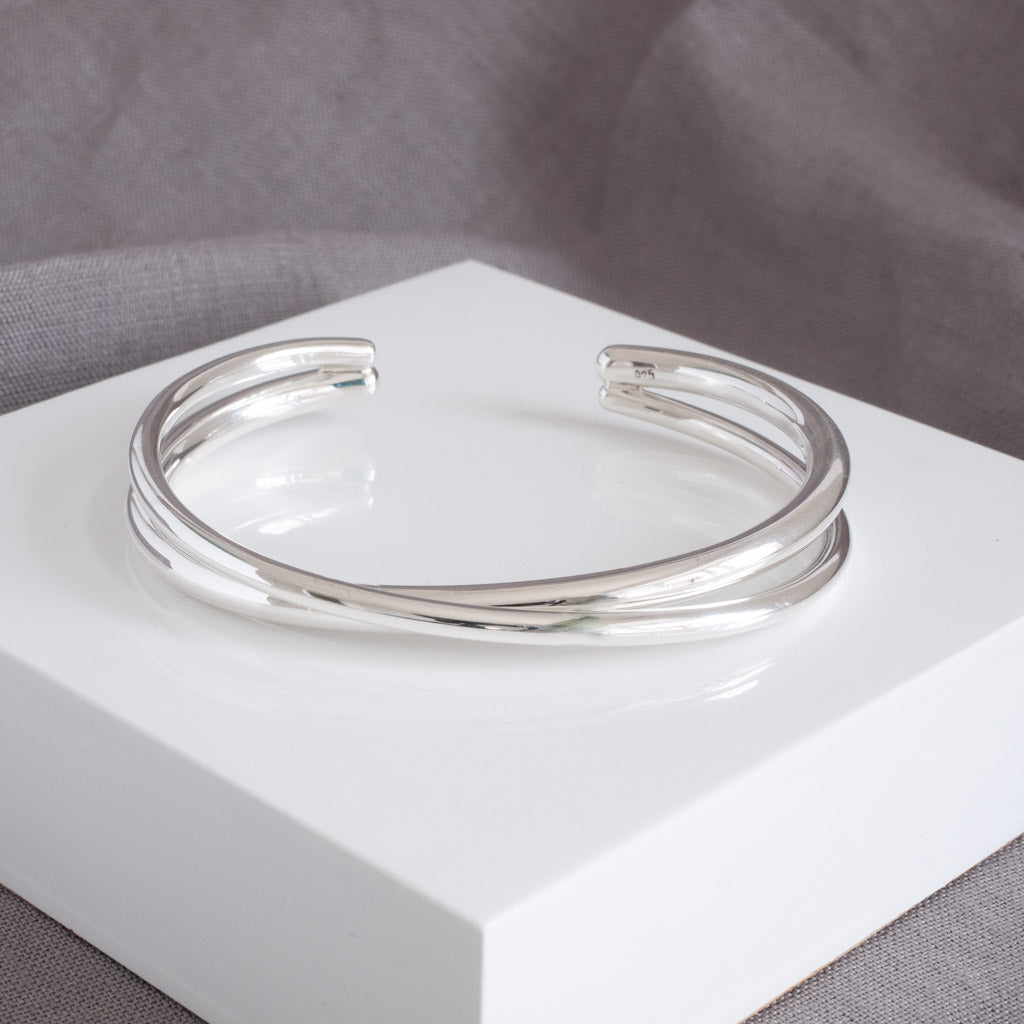 Madison Double Strand Torque Bangle Sterling Silver Cuff