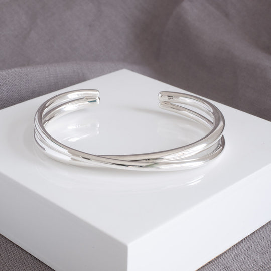 Madison Double Strand Torque Bangle Sterling Silver Cuff