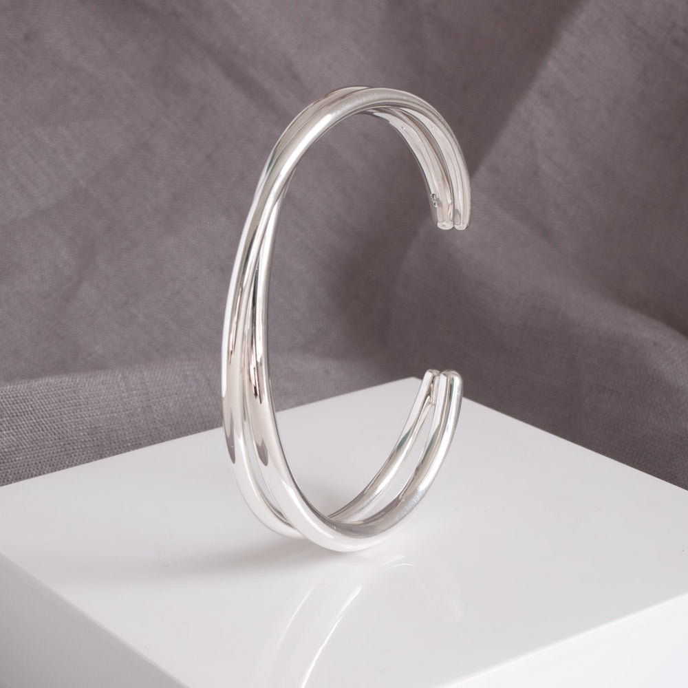 Madison Double Strand Torque Bangle Sterling Silver Cuff