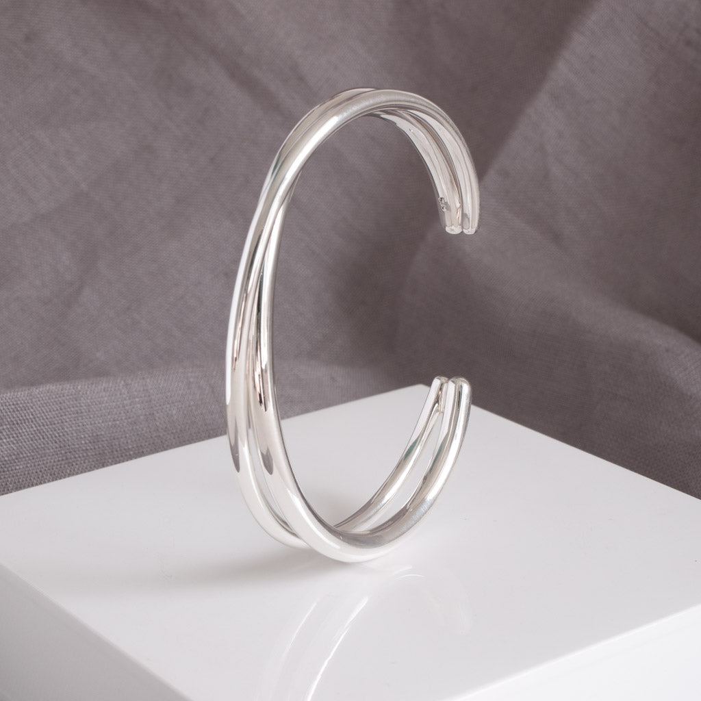 Madison Double Strand Torque Bangle Sterling Silver Cuff