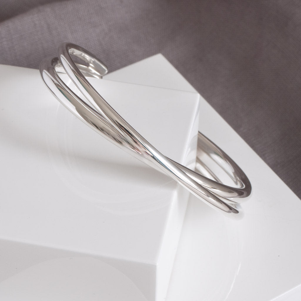 Madison Double Strand Torque Bangle Sterling Silver Cuff