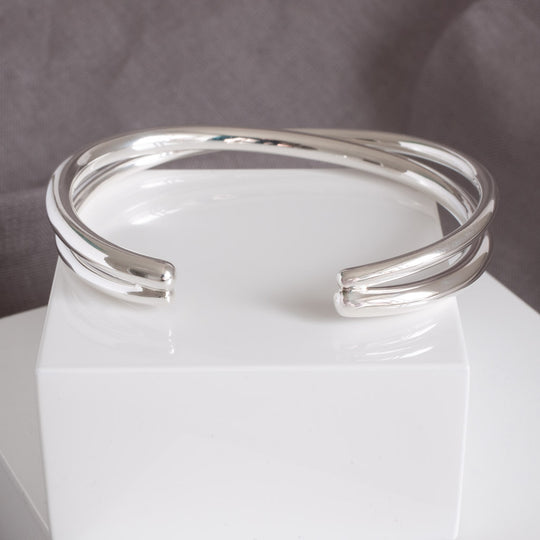 Madison Double Strand Torque Bangle Sterling Silver Cuff