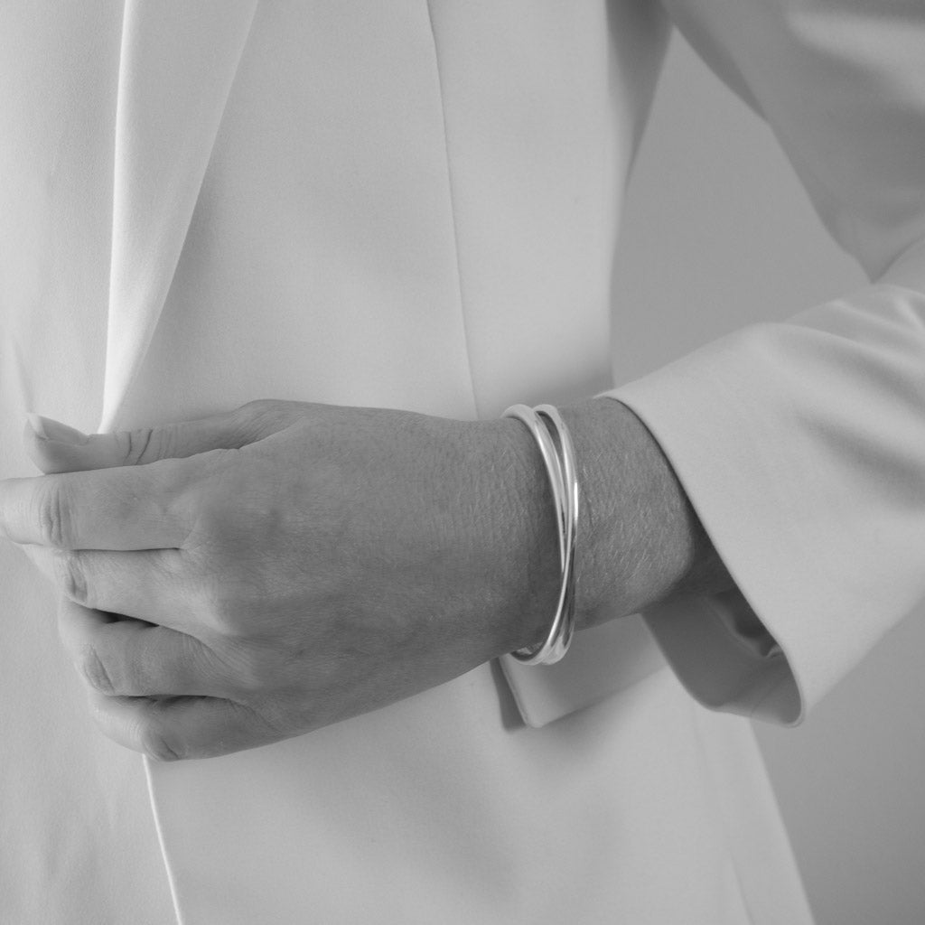 Madison Double Strand Torque Bangle Sterling Silver Cuff