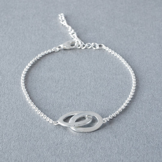 Connected Sterling Silver ovals chain  Bracelet