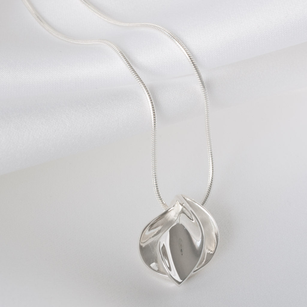 Ellie Double Petal Pendant Necklace Sterling Silver