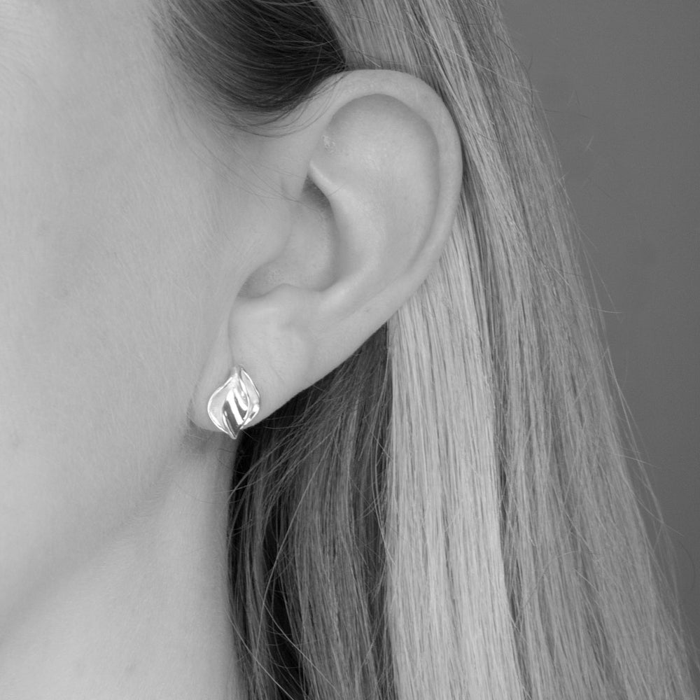 Ellie Double Petal Stud Earrings Sterling Silver