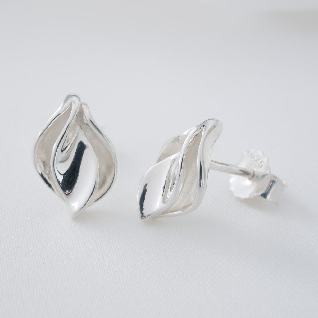 Ellie Double Petal Stud Earrings Sterling Silver
