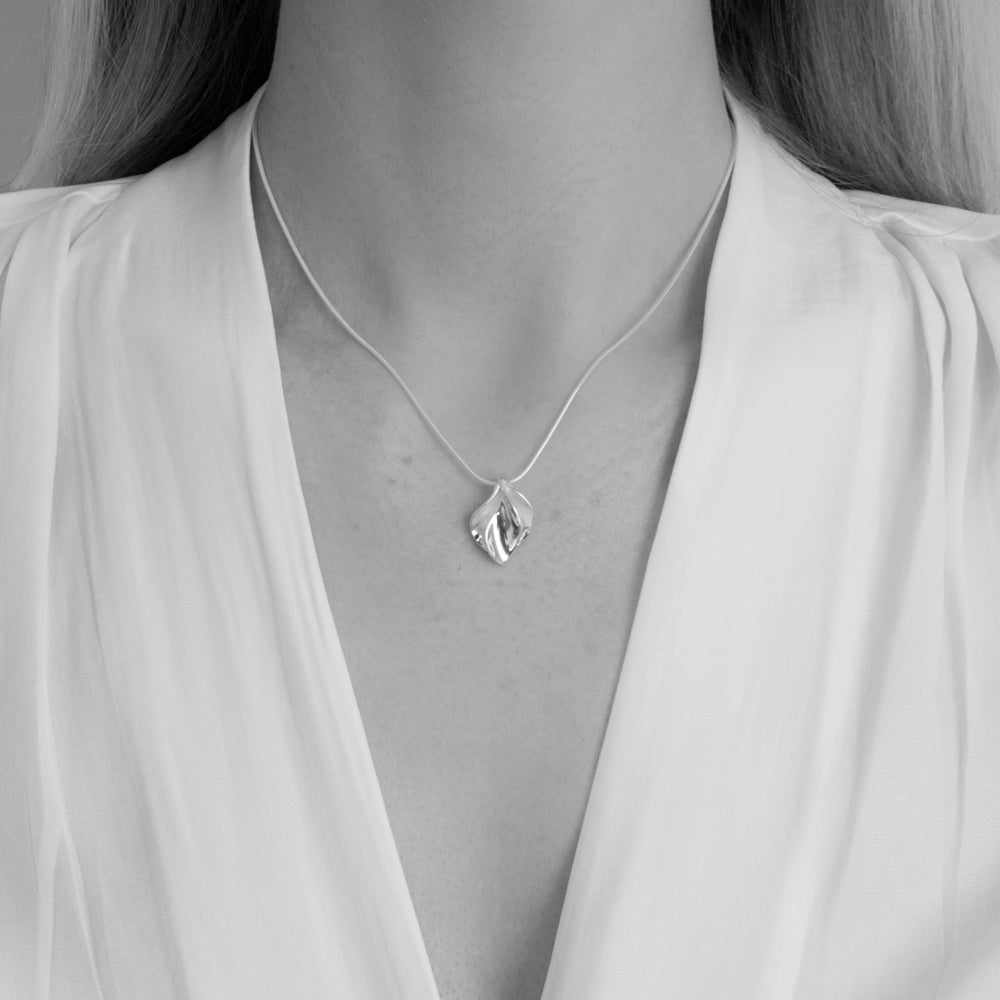 Ellie Double Petal Pendant Necklace Sterling Silver