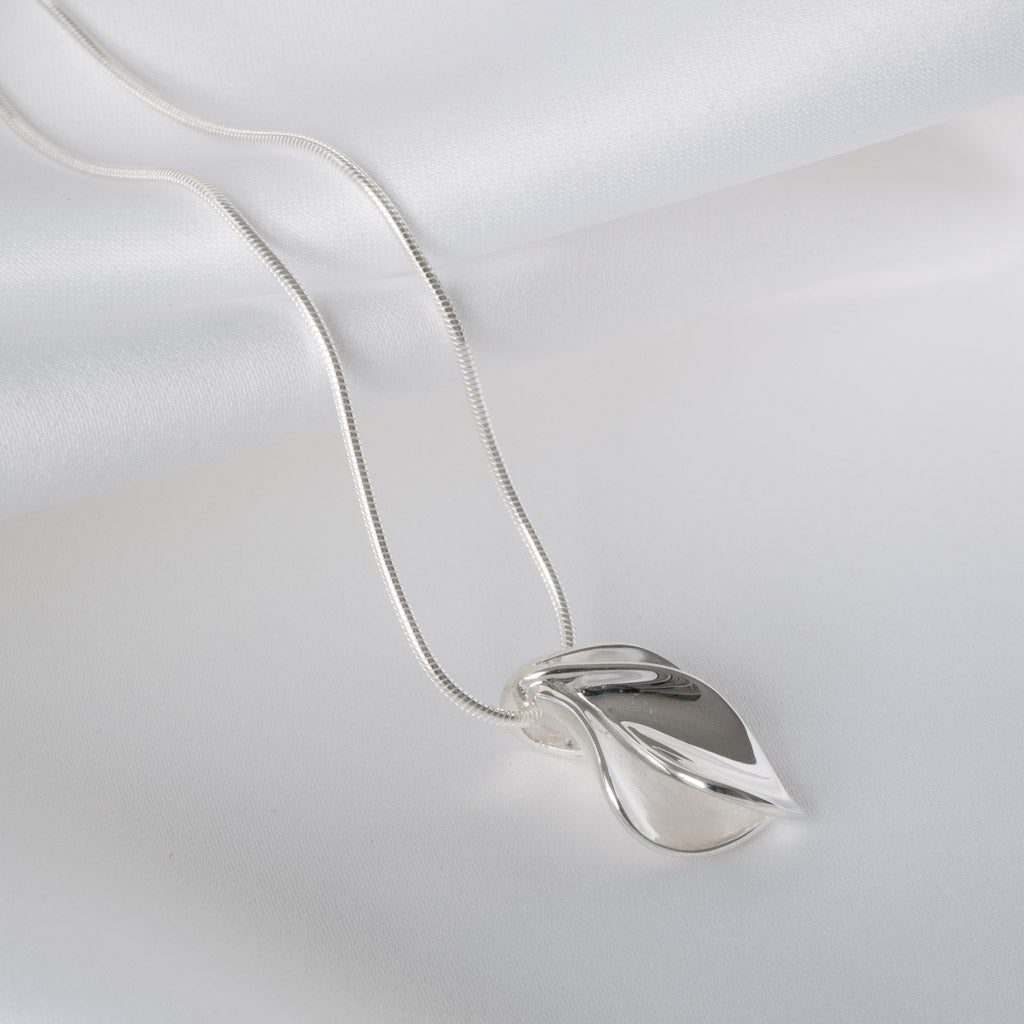 Ellie Double Petal Pendant Necklace Sterling Silver