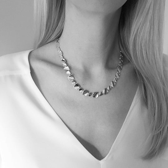 Corin Sterling Solid Silver Squares Choker Short Necklace