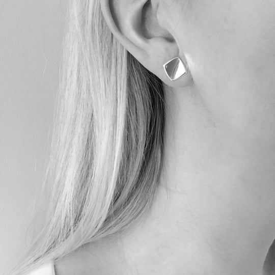 Corin Solid Sterling Silver Flat Square Stud Earrings