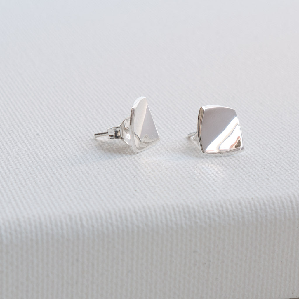 Corin Recycled 925 Sterling Silver Square Stud Earrings Tulip