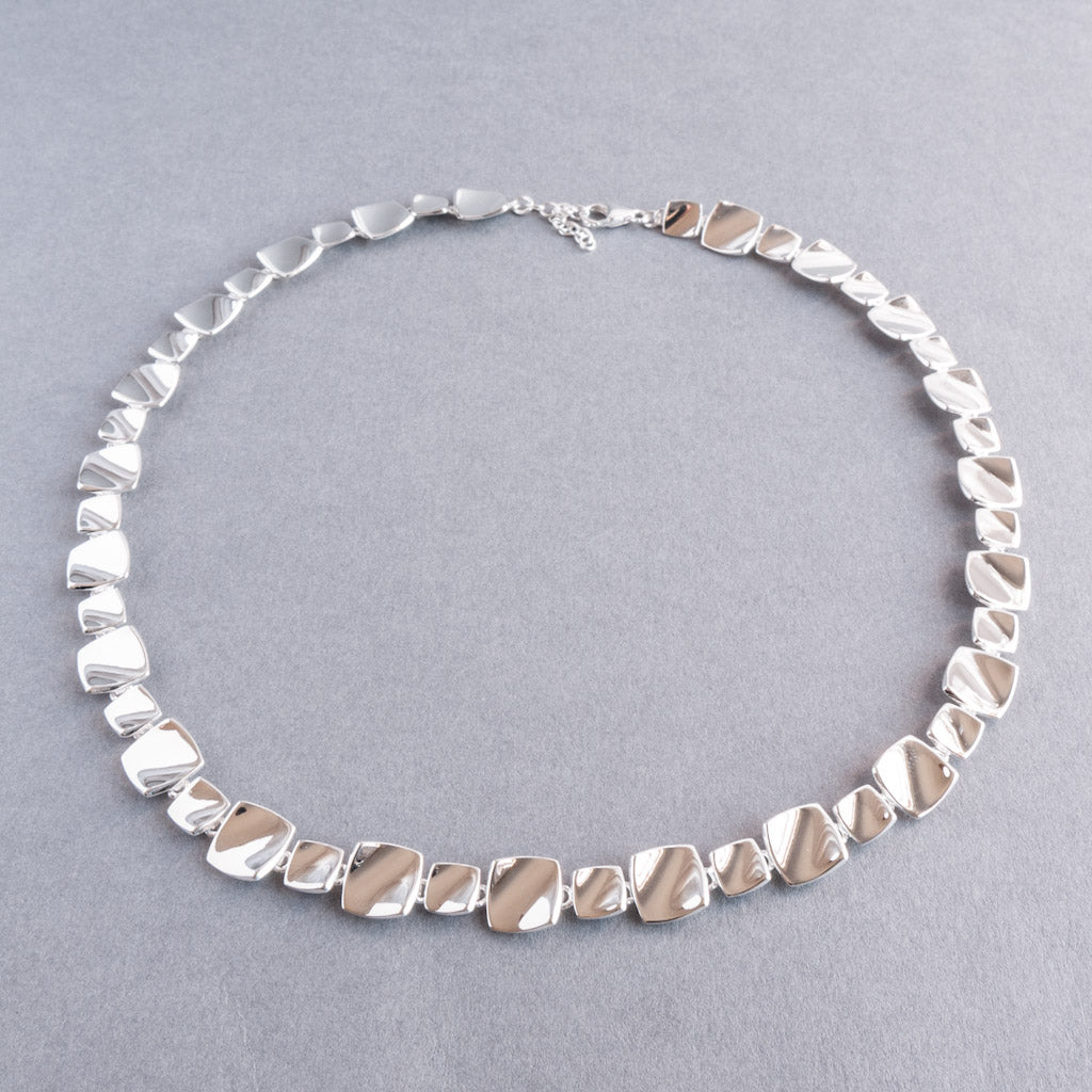 Corin Sterling Solid Silver Squares Choker Short Necklace