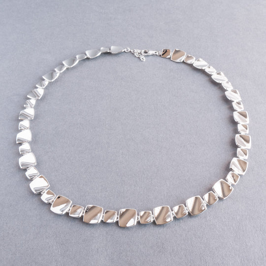 Corin Sterling Solid Silver Squares Choker Short Necklace