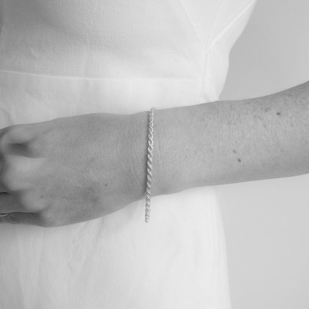 Solid Sterling Silver 3mm Rope Bracelet