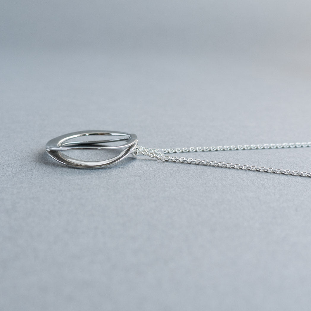 Faye Sterling Silver Circle Pendant Long Necklace