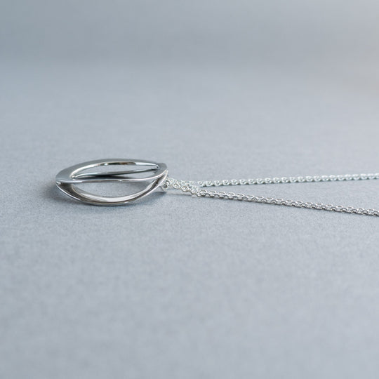 Faye Sterling Silver Circle Pendant Long Necklace