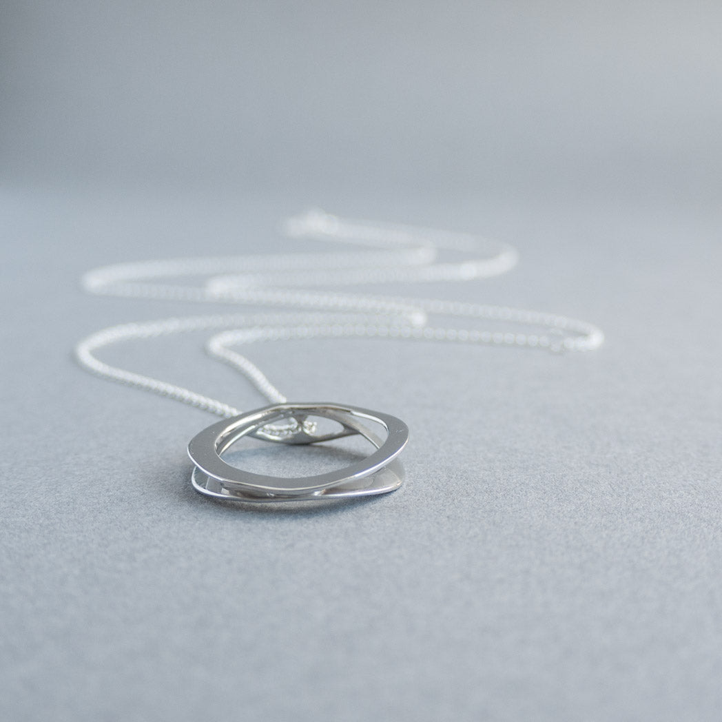 Faye Sterling Silver Circle Pendant Long Necklace