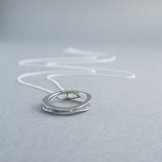 Faye Sterling Silver Circle Pendant Long Necklace