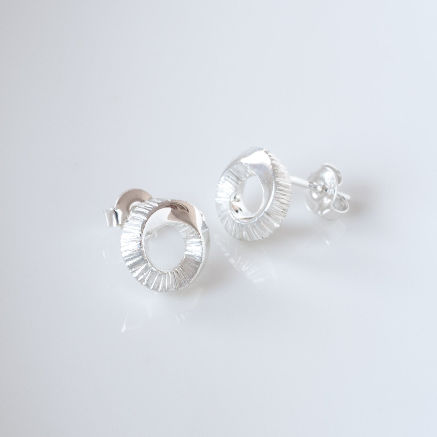 Ayla Sterling Silver Twisted Circle Stud Earrings