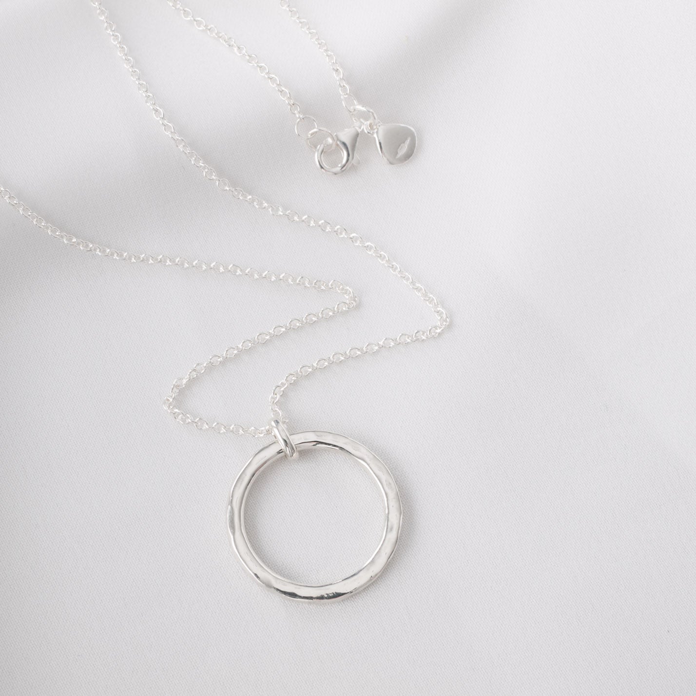 Sterling Silver Hammered Circle Pendant Necklace