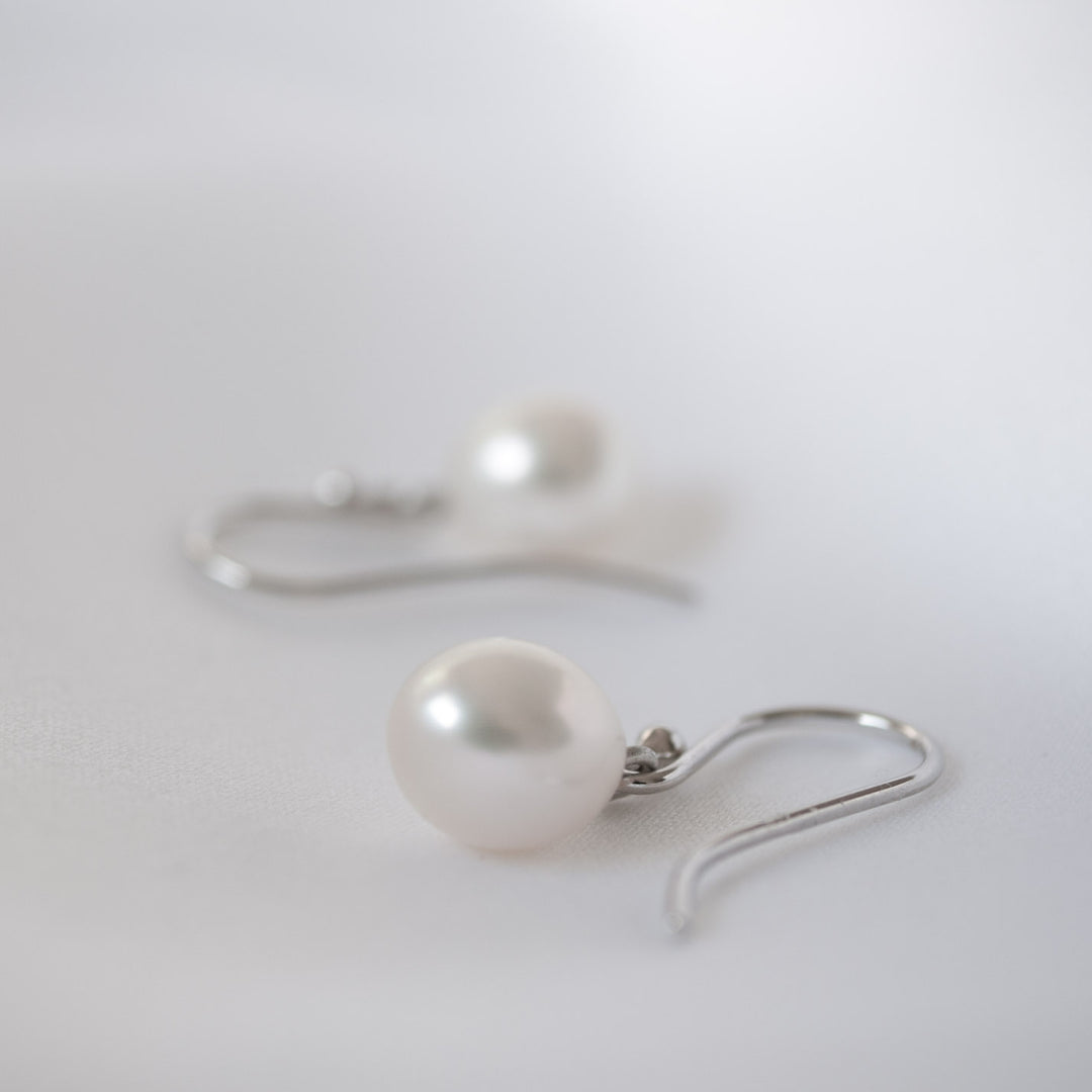 Maya Drop Pearl Earrings Sterling Silver