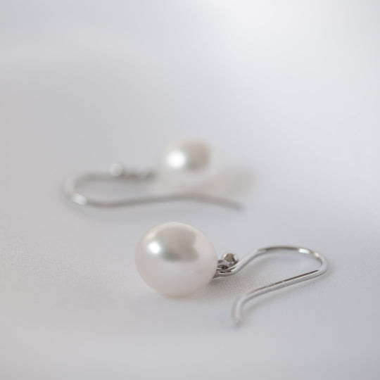 Maya Drop Pearl Earrings Sterling Silver