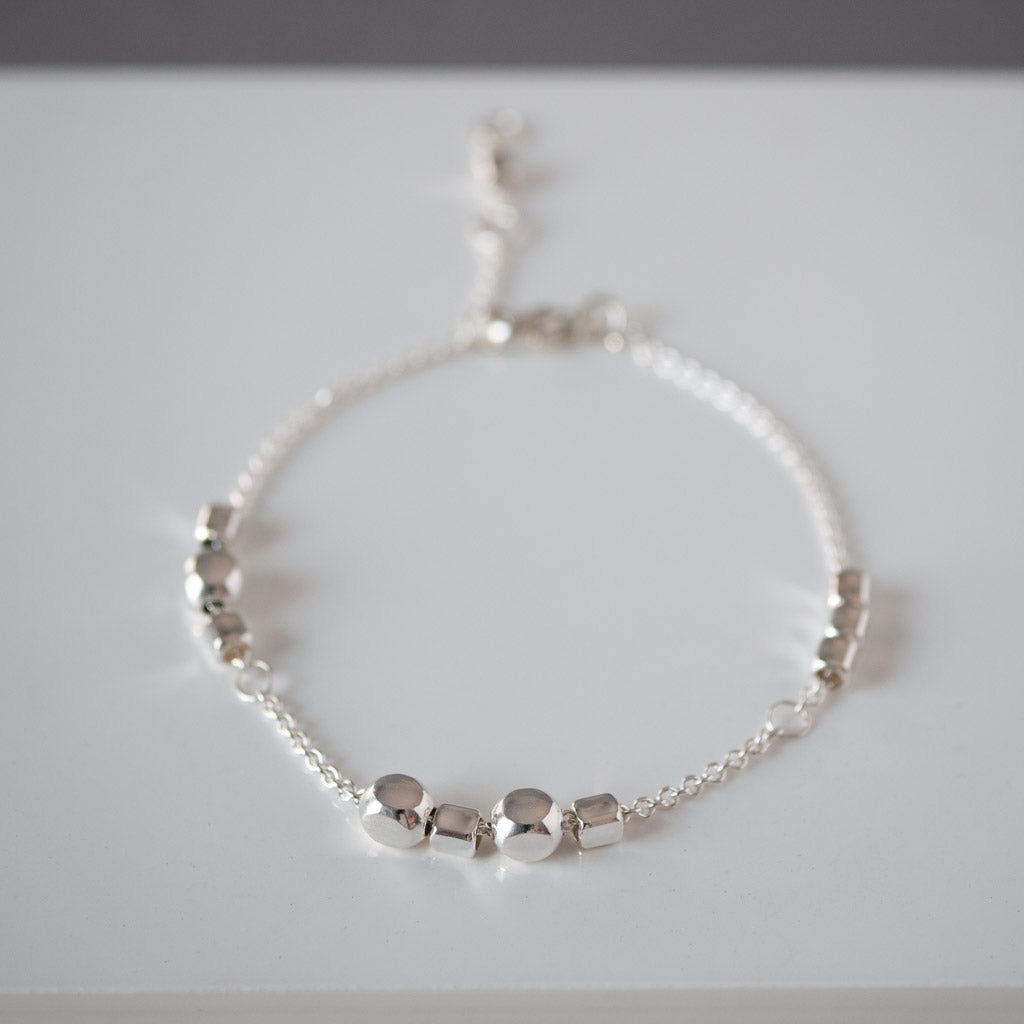 Endless Cubes Sterling Silver Small Square Cube Bracelet