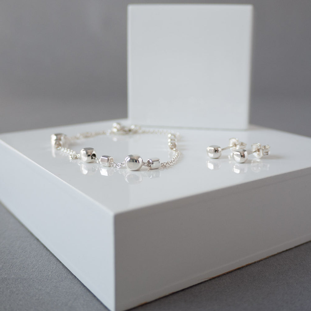 Endless Cubes Sterling Silver Small Square Cube Stud Earrings