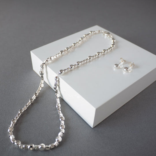 Endless Cubes Sterling Silver Small Square Cube Stud Earrings