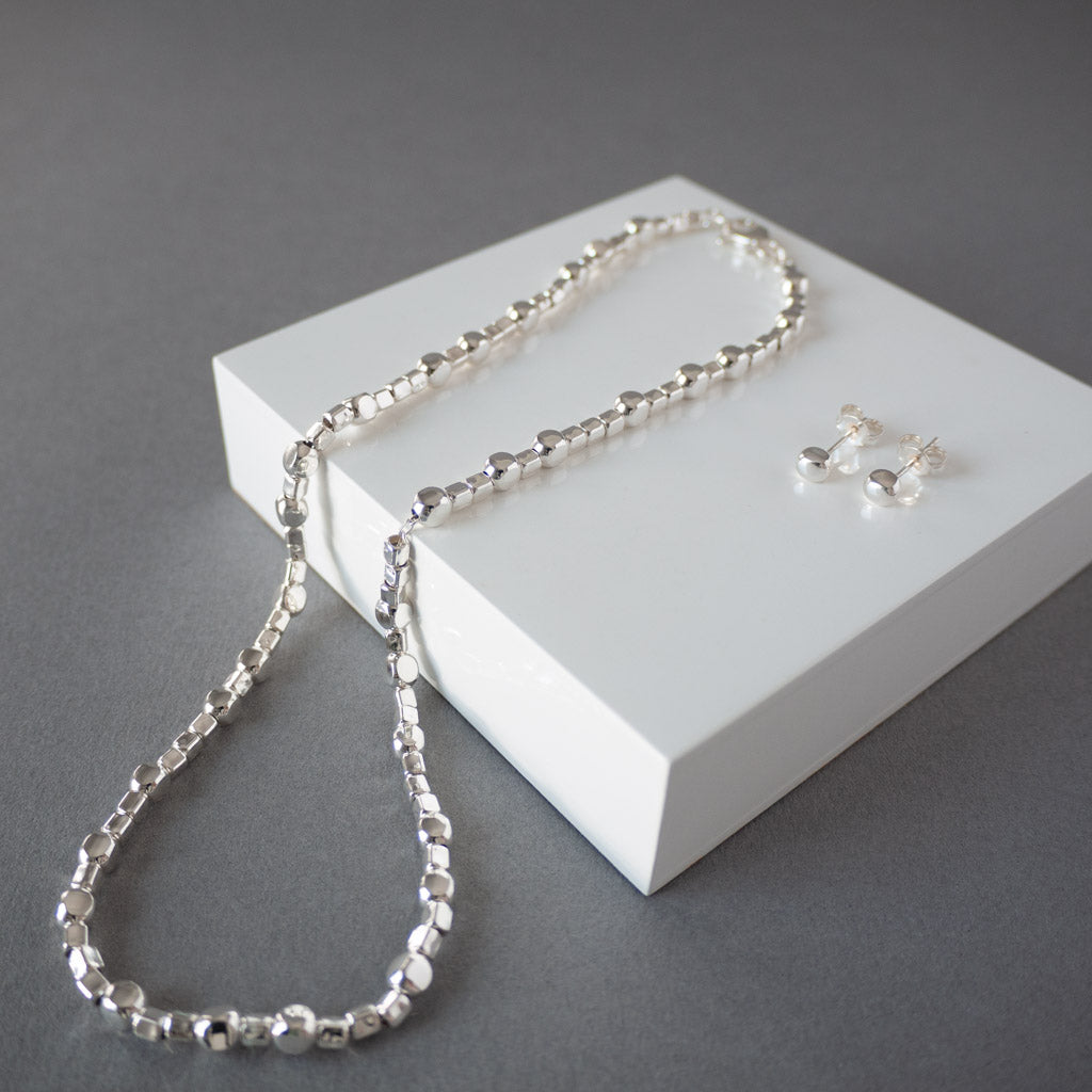 Endless Cubes Sterling Silver Cubes Choker Necklace