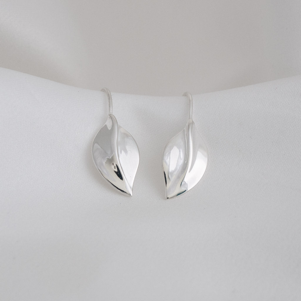 Etta Sterling Silver Leaf  Drop Earrings